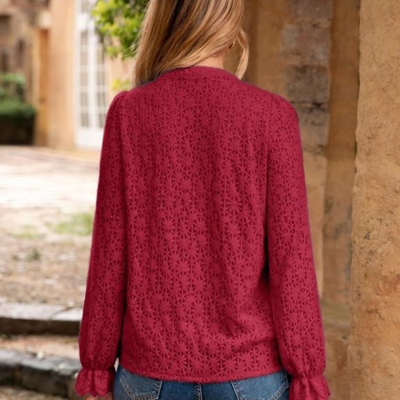 Elegant Wine colored Lace Women's sweater - Picture 5 of 11
